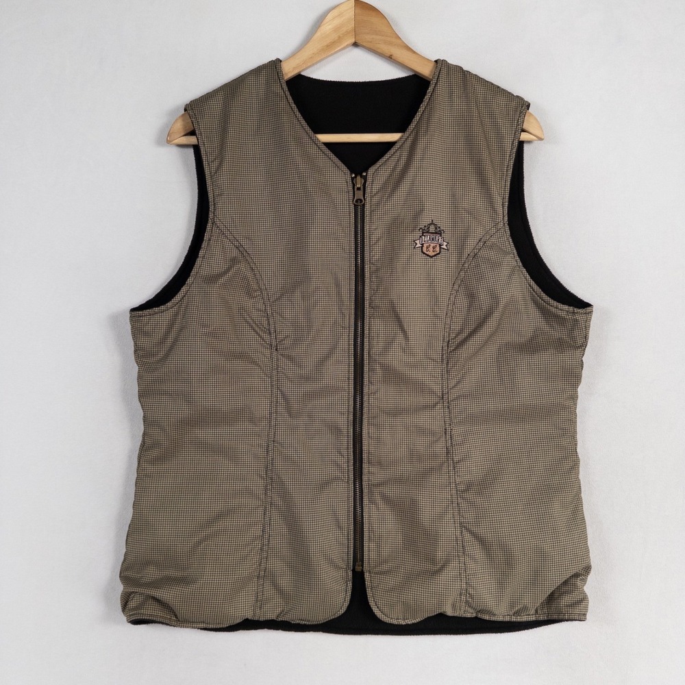 Roche Vest Womens Medium Reversible Golf Delaware Crest Houndstooth Pockets Vtg
